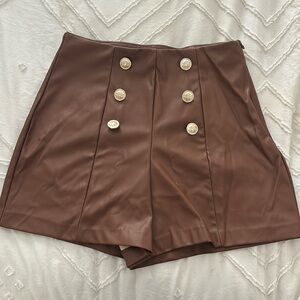 Faux leather shorts
